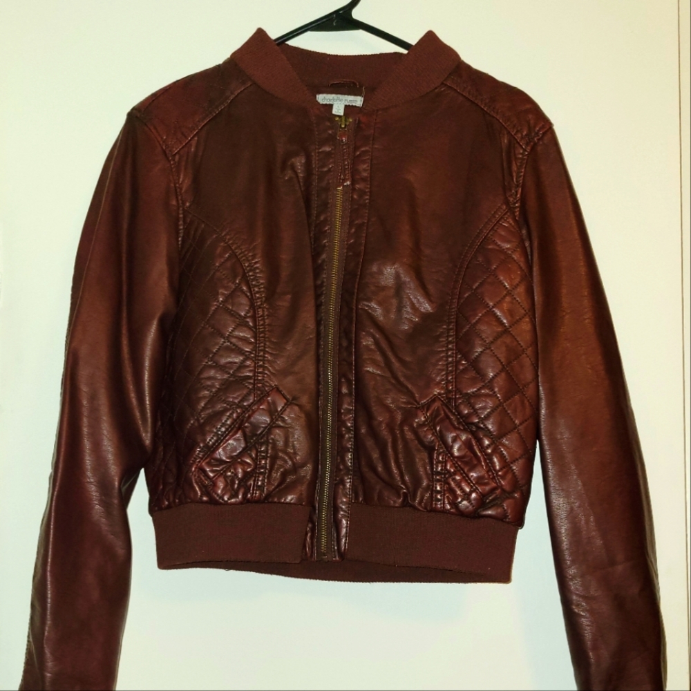 Dark red Charlotte Russe faux leather jacket